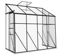Outsunny Invernadero de policarbonato 8x4 pies con puerta corredera Negro | Invernadero para hobby, 5 niveles ventilación techo, canalón, marco aluminio, cimentación