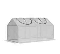 Outsunny Invernadero de Terraza 120x60x60 cm Caseta de Acero con 2 Ventanas Enrollables Vivero Casero para Cultivos Flores Translúcido Aosom España