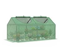 Outsunny Invernadero de Terraza 120x60x60 cm Caseta de Jardín Acero con 2 Ventanas Enrollables Vivero Casero para Cultivo Verde Aosom España