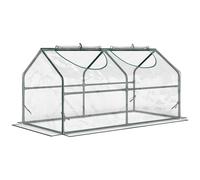 Outsunny Invernadero de Terraza 120x60x60 cm Caseta de Jardín Acero con 2 Ventanas Enrollables Vivero Casero para Cultivos Transparente Aosom España