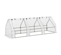 Outsunny Invernadero de Terraza Jardín 270x90x90 cm Tipo Caseta de Acero con 3 Ventanas Enrollables Vivero Casero para Cultivo de Plantas Verduras