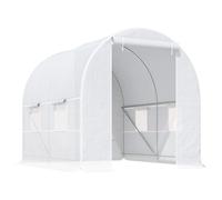 Outsunny Invernadero de Túnel 245x200x200 cm Invernadero de Jardín con Puerta Enrollable y Ventanas Múltiples Cubierta PE 140 g/m² Anti-UV Marco de