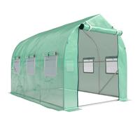 Outsunny Invernadero de Túnel 3x2x2 m con 6 Ventanas de Malla y Puerta Invernadero de Huerto para Patio Jardín Verde
