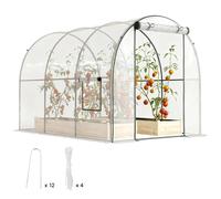Outsunny Invernadero de Túnel 3x2x2m con Puerta Enrollable Ventanas Transparente Plata