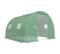Outsunny Invernadero de Túnel 3x3x2 m con Puerta Enrollable 4 Ventanas de Malla y Estructura de Acero Galvanizado Verde