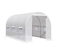 Outsunny Invernadero de Túnel 400x200x200 cm con Puerta Enrollable y 6 Ventanas Cubierta PE 140 g/m² Anti-UV Marco de Metal Aosom España