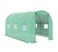 Outsunny Invernadero de Túnel 400x200x200 cm Invernadero de Jardín con Puerta Enrollable y Ventanas Múltiples Cubierta PE 140 g/m² Anti-UV Marco de