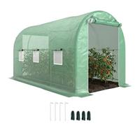 Outsunny Invernadero de Túnel 400x200x205 cm con Puerta Enrollable Verde | Invernadero de Jardín, 8 Ventanas, Cubierta PE 140 g/m², Marco de Metal, para Cultivo Plantas Verduras