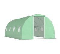Outsunny Invernadero de Túnel 6x3x2 m con Puerta Enrollable 8 Ventanas de Malla y Estructura de Acero Galvanizado Verde