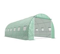 Outsunny Invernadero de Túnel con 12 Ventanas Puerta Invernadero de Huerto para Cultivos Plantas Verduras Flores Verde