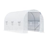 Outsunny Invernadero de Túnel con Puerta Enrollable y 6 Ventanas para Cultivo Plantas Verduras 450x200x200 cm Blanco Aosom España