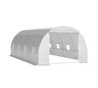 Outsunny Invernadero de Túnel Grande 6x3x2 m Marco Metálico Galvanizado Cubierta PE Invernadero con Puerta y Ventanas Enrollables Aosom España