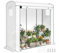 Outsunny Invernadero Mini Puerta Enrollable portátil 200x75x188cm Blanco | Invernadero de tomates de jardín, 2 ventanas de malla, uso interior exterior, cubierta de PE, para patio jardín