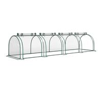 Outsunny Invernadero para Jardín Terraza para Cultivo de Plantas Tipo Túnel Marco Acero y PVC 395x100x80 cm Transparente y Verde Aosom España