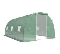 Outsunny Invernadero para Terraza con Paredes Laterales Enrollables 6 Ventanas de Malla y Puerta Enrollable 4,5x3x2 m Verde Aosom España