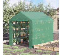 Outsunny Invernadero Pequeño con Estantes de 4 Niveles 244x180x210 cm Verde verde 10x10 pies