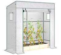 Outsunny Invernadero Pequeño con Ventanas de Malla 196x77x197 cm Blanco BLANCO