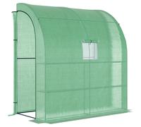 Outsunny Invernadero Pequeño de Pared Invernadero de Exterior con 2 Puertas Ventanas Estantes de 3 Niveles Marco de Acero y Cubierta de PE 140g/m² para Cultivar Plantas Flores 200x100x215 cm Blanco Gr