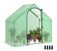 Outsunny Invernadero Pequeño Invernadero de Exterior con Ventana Puerta con Cremallera Marco de Acero y Cubierta de PE 140g/㎡ para Cultivar Tomates Plantas Flores 180x100x168 cm Verde Green 180x100x16