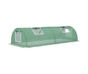 Outsunny Invernadero Pequeño para Cultivo de Plantas con 4 Ventanas Marco de Acero y Cubierta de PE Anti-UV 200x80x45 cm Verde