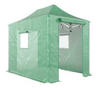 Outsunny Invernadero pop-up aprox. 200x300x270 cm Plegable, invernadero de film con tejado a dos aguas, puertas y ventanas con cremallera