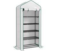 Outsunny Invernadero Resistente de 5 Niveles con 1 Puerta con Cremallera Anti-UV Diseño Ensanchado y Estantes 90x49x193 cm Blanco