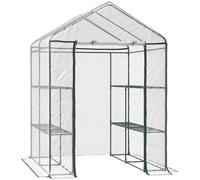 Outsunny Invernadero Transparente de Jardín Vivero Casero Plantas con 3 Pisos 143x143x195cm Marco Acero Jardinería Invernadero