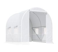 Outsunny Invernadero de Túnel 245x200x200 cm Invernadero de Jardín con Puerta Enrollable y Ventanas Múltiples Cubierta PE 140 g/m² Anti-UV Marco de