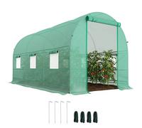 Outsunny Invernadero de Túnel 400x200x200 cm Invernadero de Jardín con Puerta Enrollable y Ventanas Múltiples Cubierta PE 140 g/m² Anti-UV Marco de