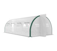 Outsunny Invernadero túnel de jardín 18 m², invernadero túnel con puertas y 8 ventanas, lona PE 140 g/m² 600 x 300 x 200 cm blanco Aosom España