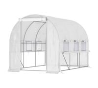 Outsunny Invernadero tunnel de jardín invernadero tunnel 6 m² con 6 ventanas puerta enrollable tela PE estructura de acero galvanizado Aosom España