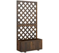 Outsunny Jardinera con Celosía de Madera Macetero de Jardín con Soporte para Trepadora 72,5x31,5x149,5 cm Carbonizado Aosom España