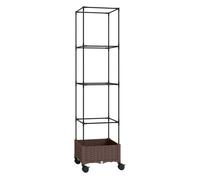 Outsunny jardinera con enrejado ajustable, jardinera exterior con ruedas bloqueables para plantas trepadoras con ofricios de drenaje, macetero elevado para jardín, patio, terraza, 40x40x165 cm, marrón