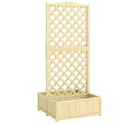Outsunny Jardinera con Enrejado Cuadrado Huerto de Madera Plegable Doble Macetero para Plantas Trepadoras 73 x 70 x 170 cm Natural