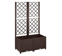 Outsunny jardinera con enrejado de pp jardinera exterior grande con ofricios de drenaje y reservorios de agua para plantas trepadoras macetero con soporte para jardín patio terraza 80x40x135 cm marrón