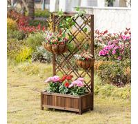 Outsunny Jardinera con Enrejado Jardinera con Celosía de Madera Macetero con Soporte para Trepadora Cultivos Plantas en Terraza Jardín Balcón