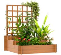 Outsunny Jardinera de 3 Niveles con Enrejado para Cultivos Verduras 95x95x110 cm