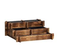 Outsunny Jardinera de Madera Arriate de Jardín de 3 Niveles con Diseño de Escalera y Tela no Tejida Huerto Urbano para Cultivos Plantas Flores para Terraza Jardín 93x93x35 cm Carbonizado