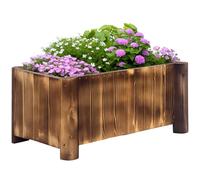Outsunny Jardinera de Madera Arriate de Jardín Macetero Rectangular con 4 Patas Huerto Urbano para Cultivos Verduras Flores en Patio Balcón Terraza 70x35x30 cm Natural Natural wood 70x35x30cm