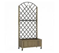 Outsunny jardinera de madera con enrejado metálico y ruedas, jardinera exterior grande para plantas trepadoras, macetero elevado para patio, terraza, 72x36x168 cm, carbonizado 168 cm