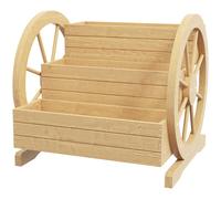 Outsunny Jardinera de Madera con Ruedas de carretas de 3 Niveles Diseño de Escalera Orificios de Drenaje 61x62x57 cm Natural Aosom España