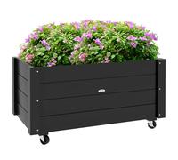 Outsunny Jardinera de Madera con Ruedas Huerto Urbano 89x48x47 cm Negro