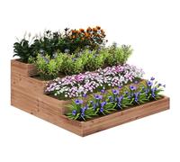 Outsunny Jardinera de Madera Elevada de 4 Niveles Jardinera Exterior Grande con Diseño de Escalera Huerto Urbano para Cultivos Plantas Flores para Patio Terraza Balcón 113x113x46 cm Café Oscuro
