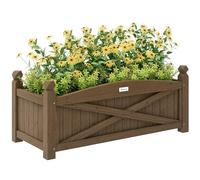 Outsunny Jardinera de Madera Elevada Huerto Urbano Madera para Cultivar Plantas Flores Hierba Jardinera Rectangular para Jardín Balcón Terraza 90x39x37 cm Café Oscuro