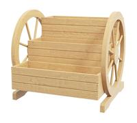 Outsunny jardinera de madera macetero exterior de 3 niveles diseño de escalera y forma de ruedas orificios de drenaje huerto urbano para cultivos plantas flores en terraza jardín 61x62x57 cm natural