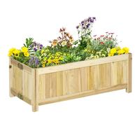 Outsunny Jardinera de Madera Plegable Arriate de Jardín con 4 Patas para Cultivos Verduras Flores en Exterior Patio Balcón Terraza 70x30x25 cm Natural