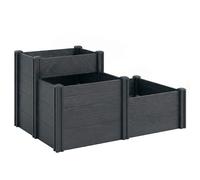 Outsunny Jardinera elevada, cama de jardín de 3 niveles con fondo abierto para flores, verduras, 120 x 80 x 64 cm, efecto madera gris