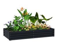 Outsunny Jardinera Elevada de Acero Galvanizado Huerto Urbano para Cultivar Plantas Flores Hierba Macetero Grande Exterior Rectangular con Fondo Abierto 180x90x30 cm Gris Oscuro