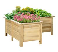 Outsunny Jardinera Elevada de Madera en Forma de L 120x120x50 cm Natural