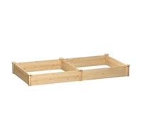 Outsunny Jardinera Elevada de Madera, Huerto Urbano para Cultivar Plantas, Macetero Exterior con Divisor y Base Abierta, Pintura DIY, para Jardín, Terraza, 235x121x26 cm, Natural